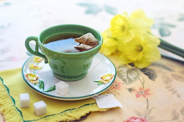 Green Tea in a cup and saucer