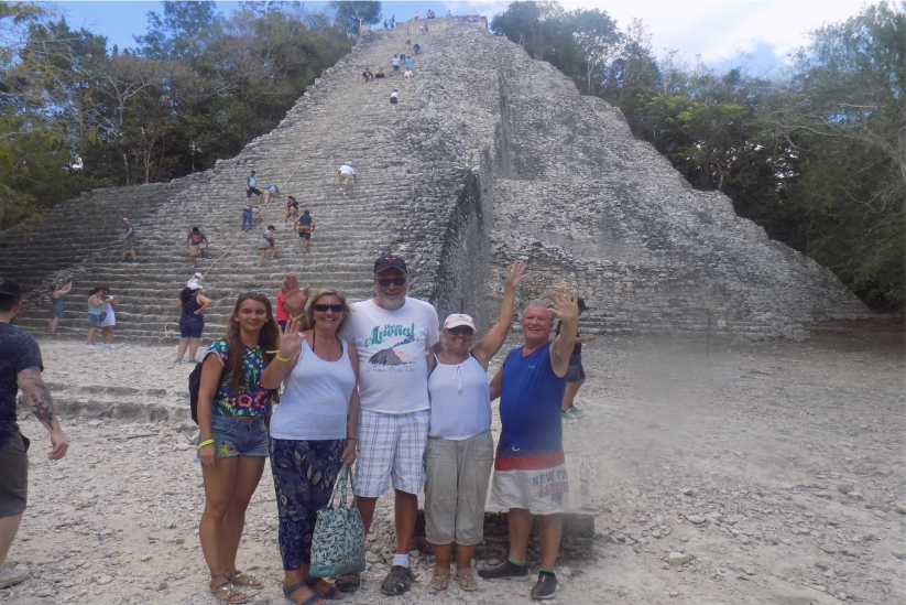 Group of friends in front of Nohoch Mul