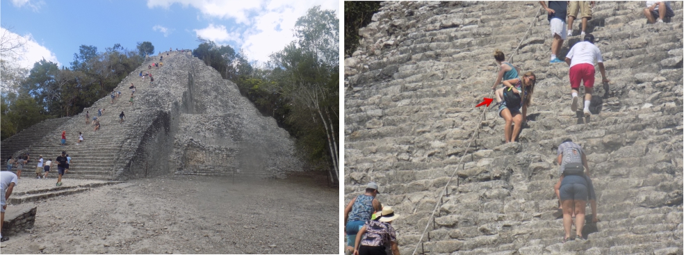 Climbing the Temple in Coba