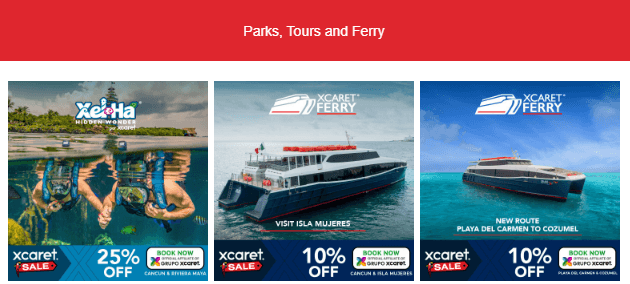 Parks, Tours, Ferries, Xcaret